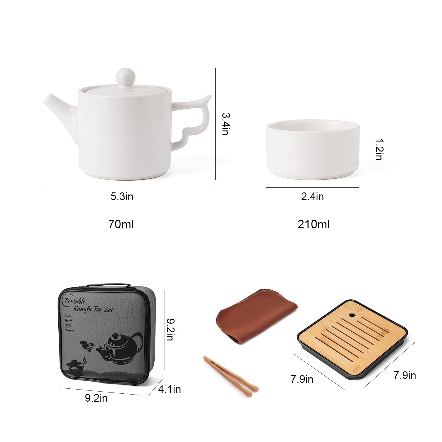 抹茶茶壺 白色迷你功夫茶壶杯套装中国陶瓷泡茶抹茶套装包邮- Weee!