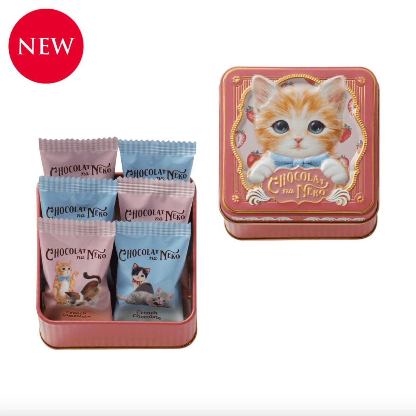 Morozoff Valentine Day Cat Chocolate 6pcs Pink Can 1 box