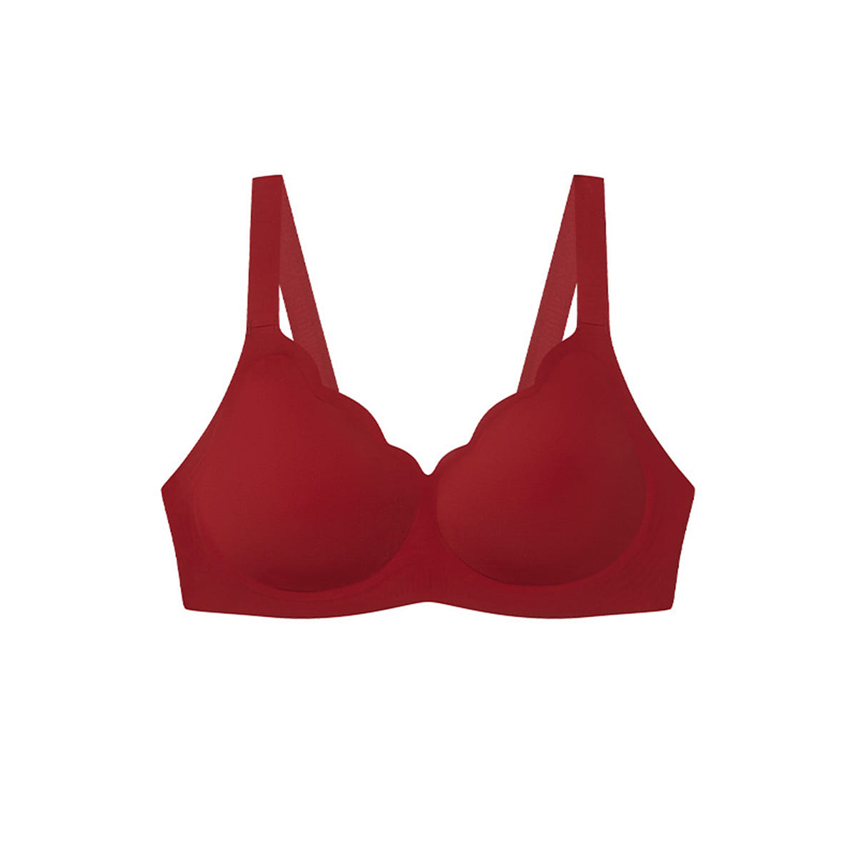 Ubras One Size Soft Support Petal Cup Bra, Deep V Wave Collar Bra- Red-S 50 g