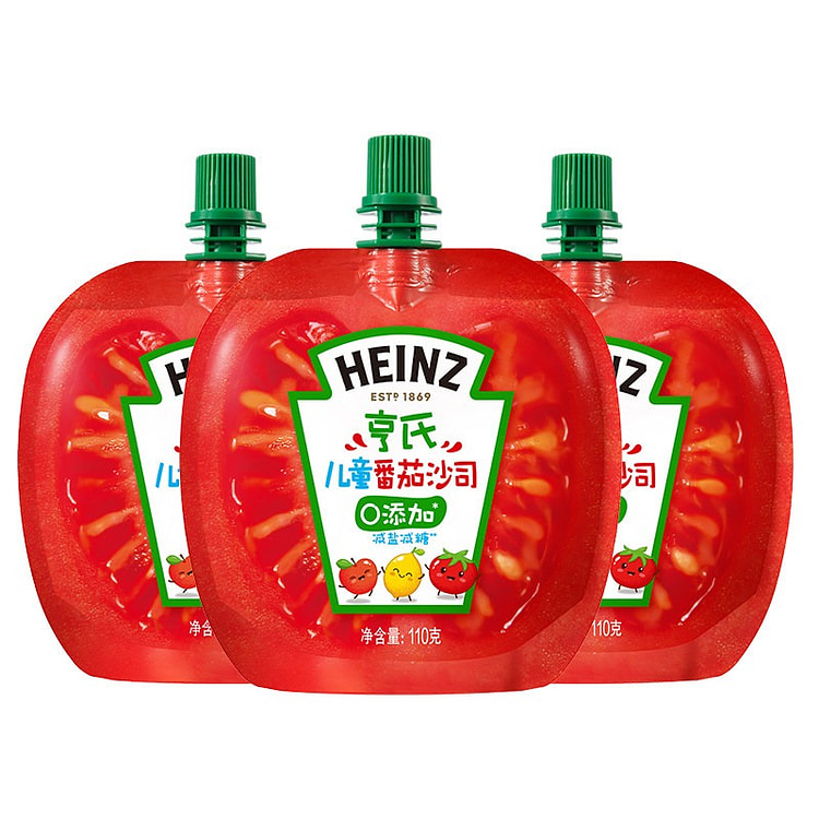 亨氏 儿童番茄酱0添加减盐减糖意面酱110g*3袋 330 克