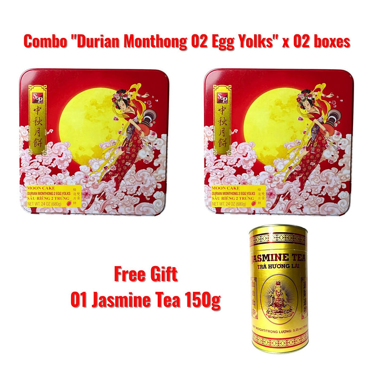 Combo 2 Sets of Mooncake 2 Egg Yolks PLUS Tea Set 1 pack