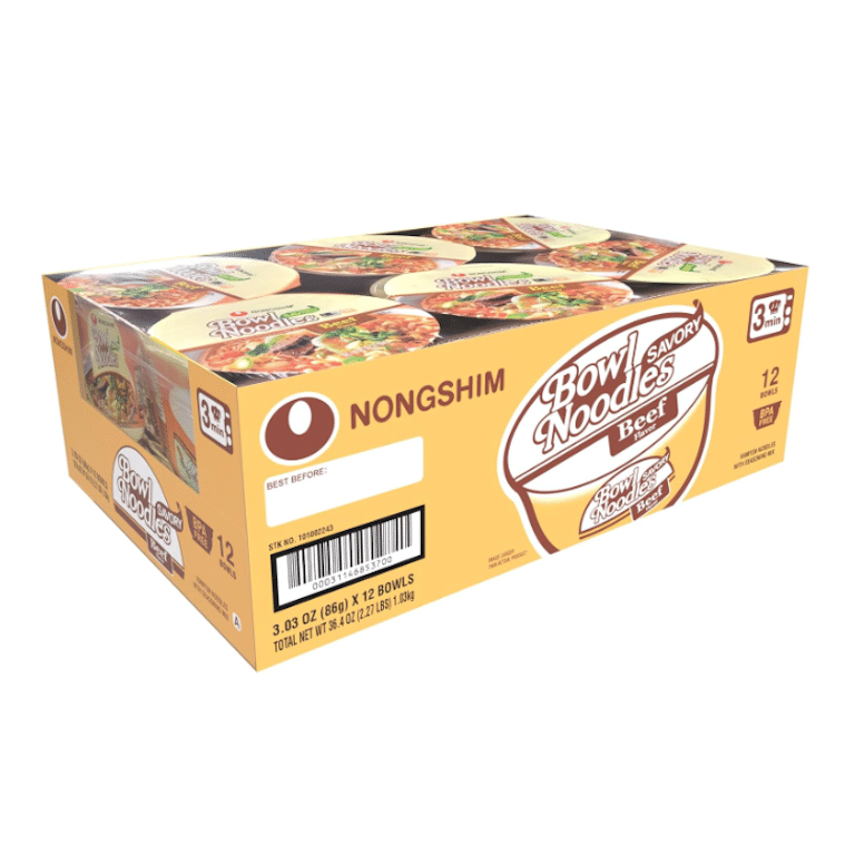 Nongshim 美味牛肉方便面汤碗浓郁牛肉味 12 包 1 份