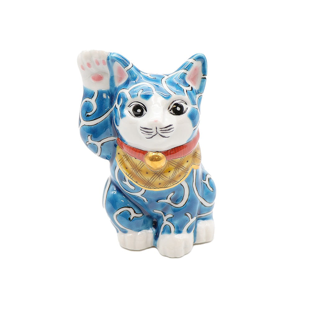 Kutani Ware Handmade Lucky Cat (Arabesque, 3.07 x 3.07) Made in Japan 1 each