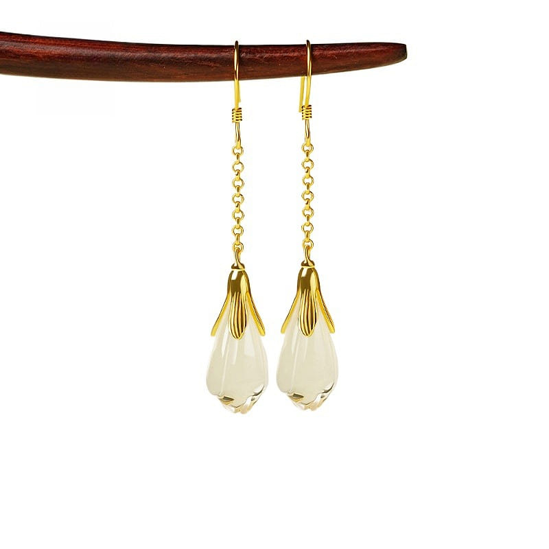 White Crystal Earrings Gold 54 * 9mm 1 box
