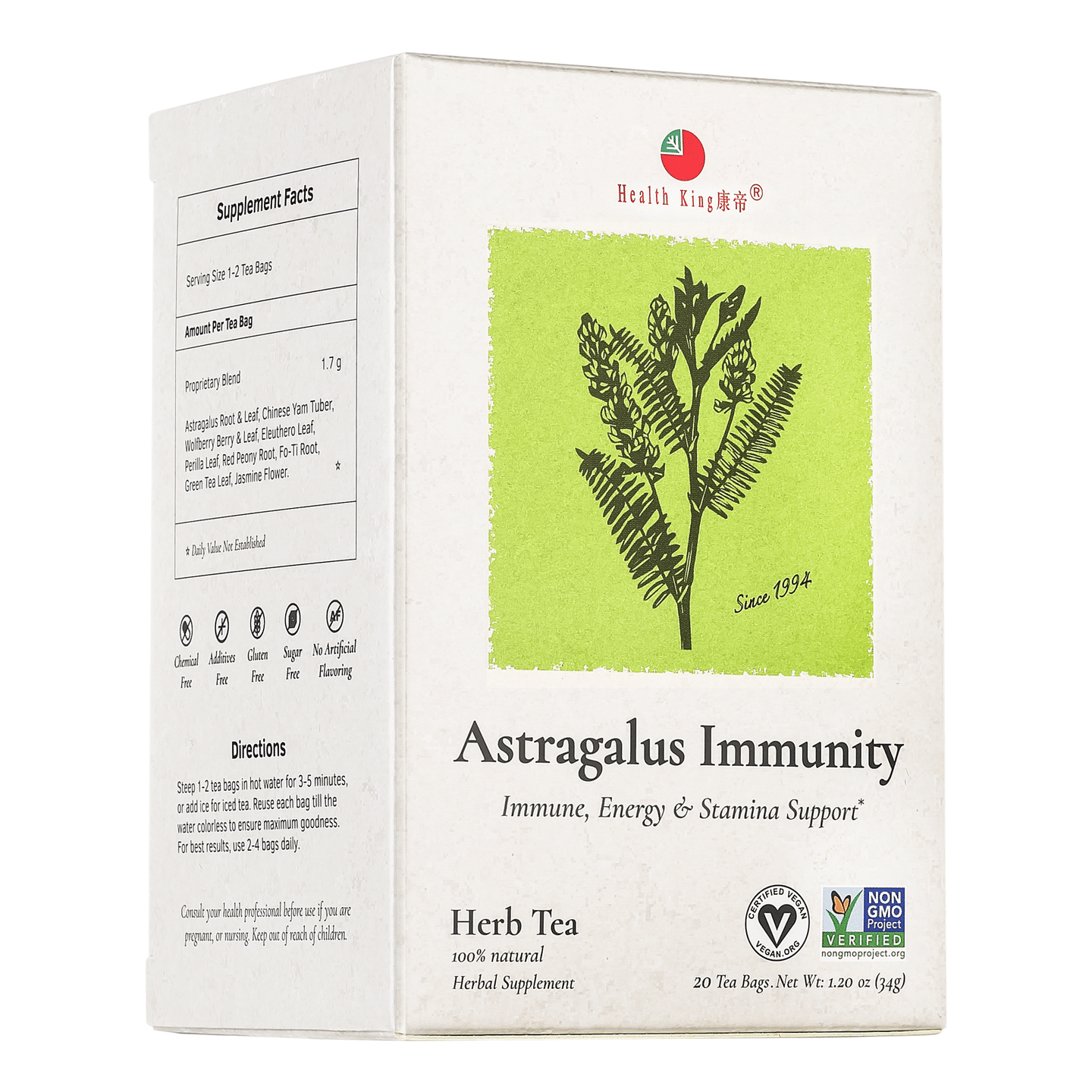 Health King Astragalus Immunity Herb Tea – Healthy Immune System Support 1.2 oz