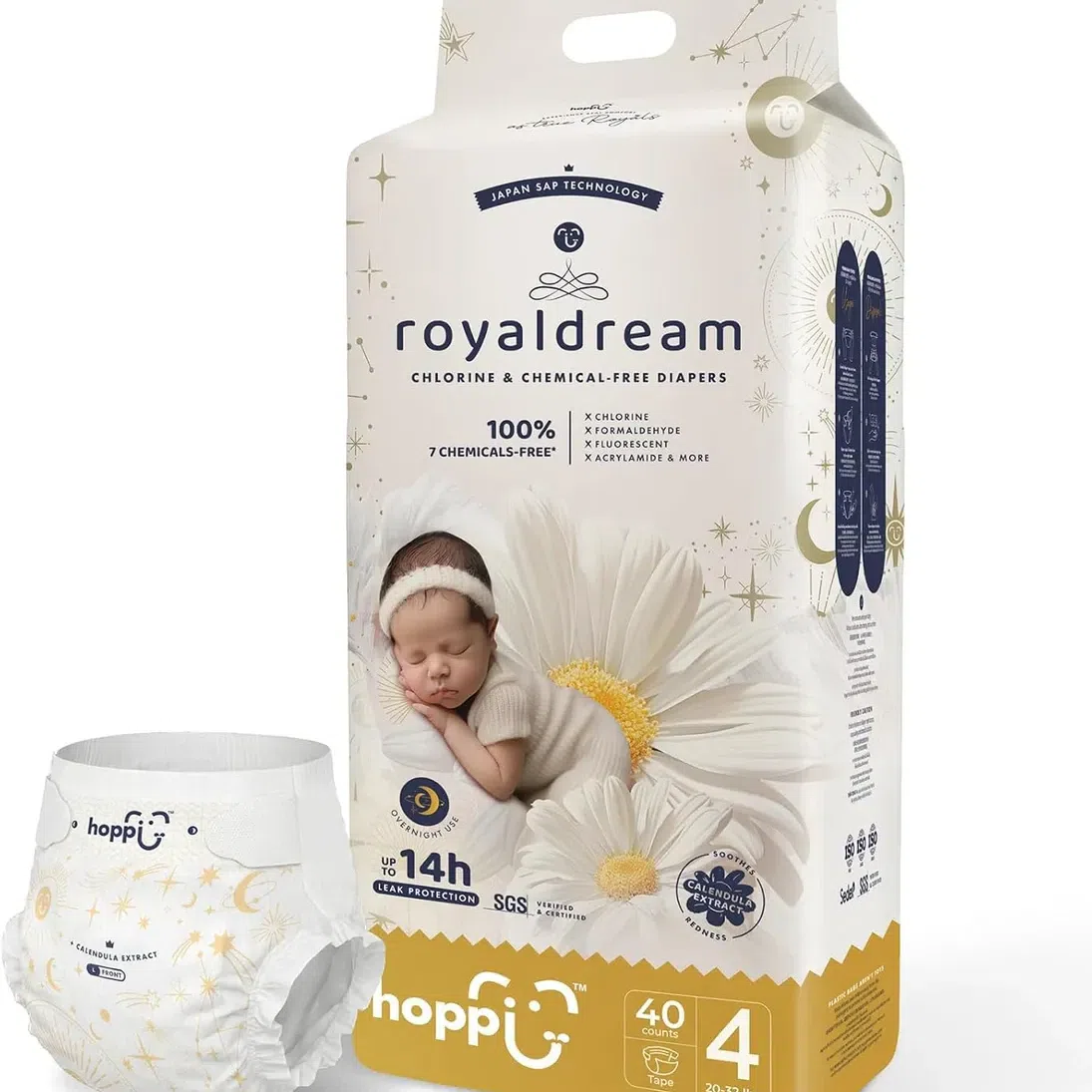 Royal Dream Baby Diapers Size 4, 40 Ct, 20-31 Lbs 1 pack