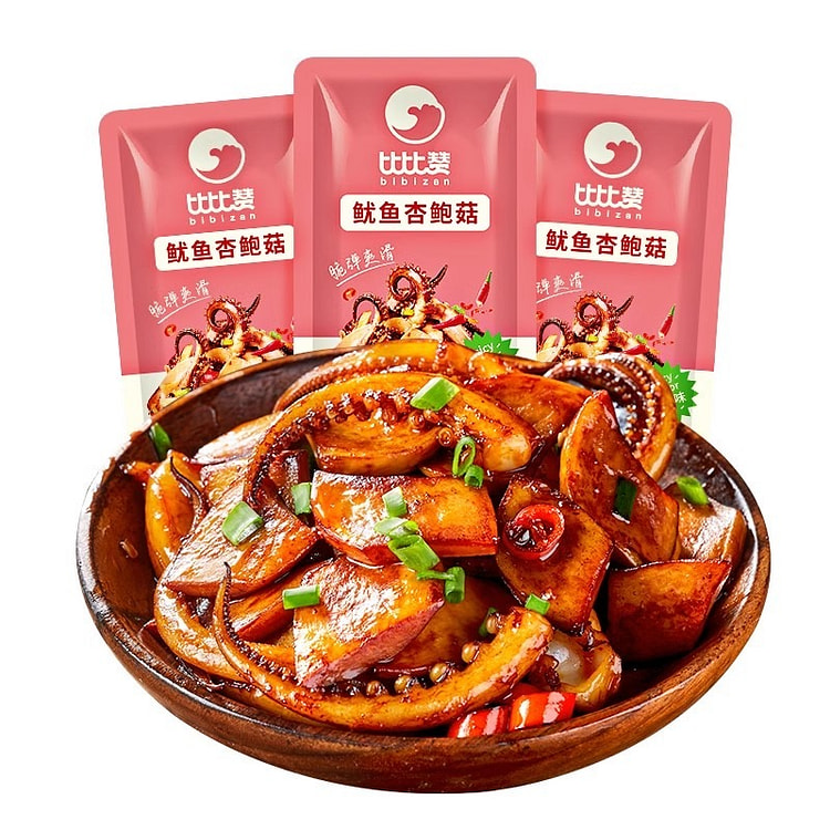 比比赞 鱿鱼杏鲍菇 夜宵解馋网红即食海味零食休闲食品小吃  80g/包  香辣味