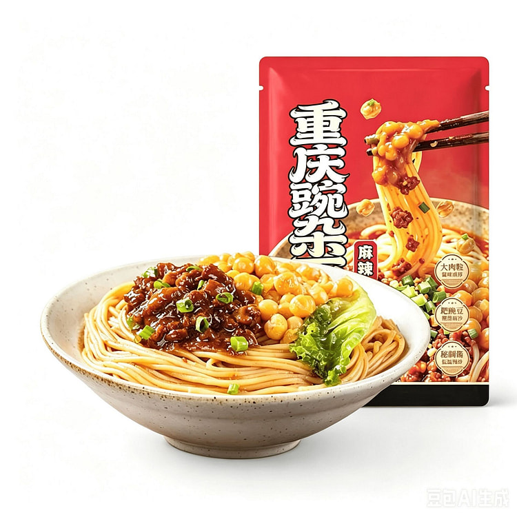 三太子重庆豌杂面麻辣味豌豆杂酱拌面碱水面215g 215 克