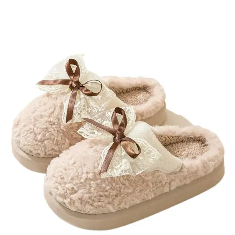 Multi-Color Autumn And Winter Cotton Slippers – Beige 36-37 (Smaller Size) 1Pair 1 each