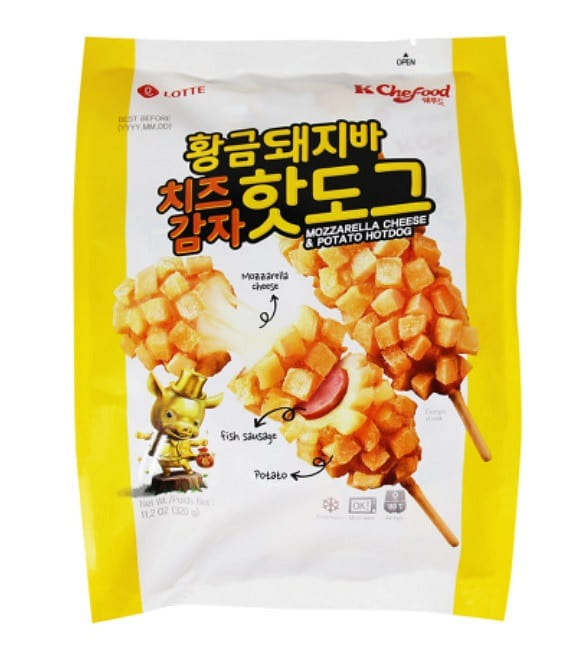 Lotte Mozzarella Cheese & Potato Hotdog, Frozen 320 g