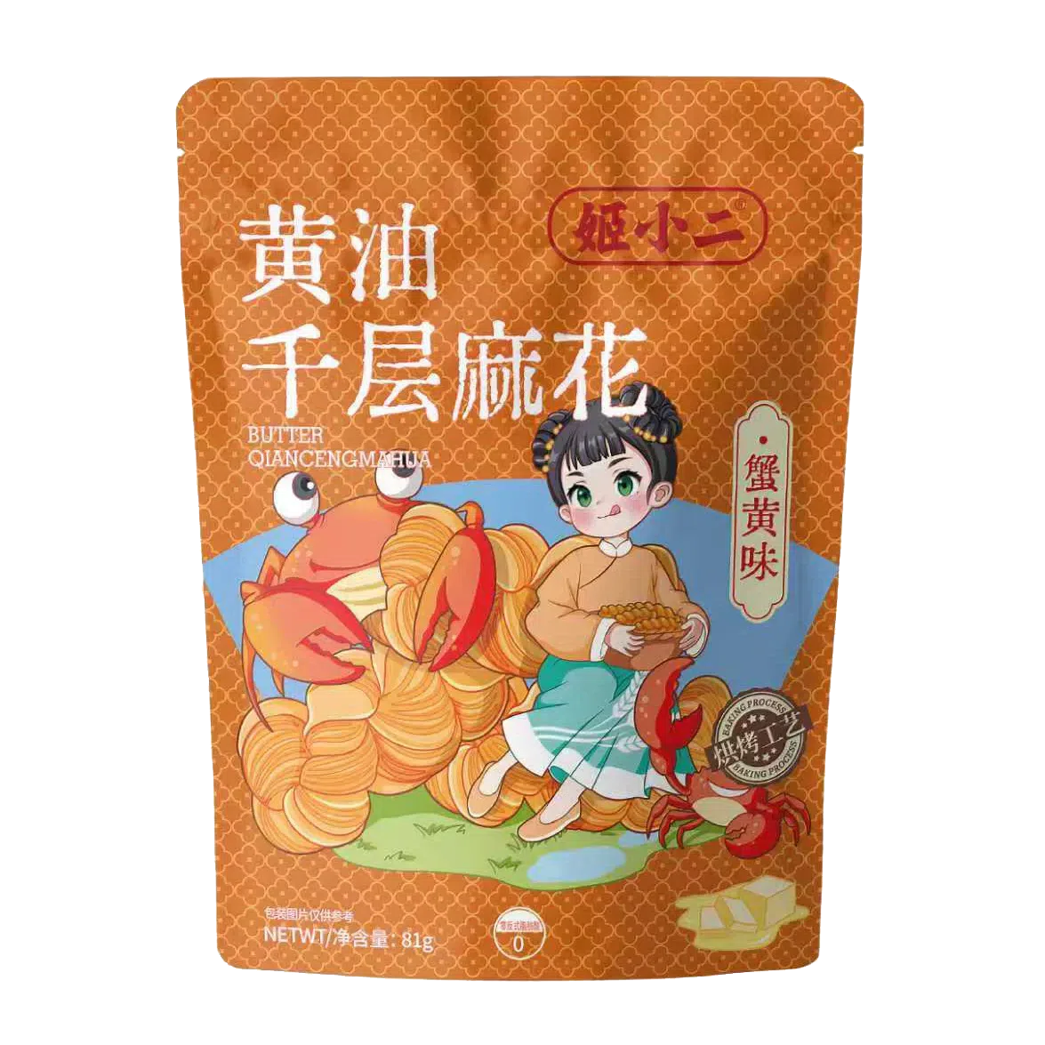 Ji Xiaoer Crab Flavor Layered Twist Snack 81g 81 g