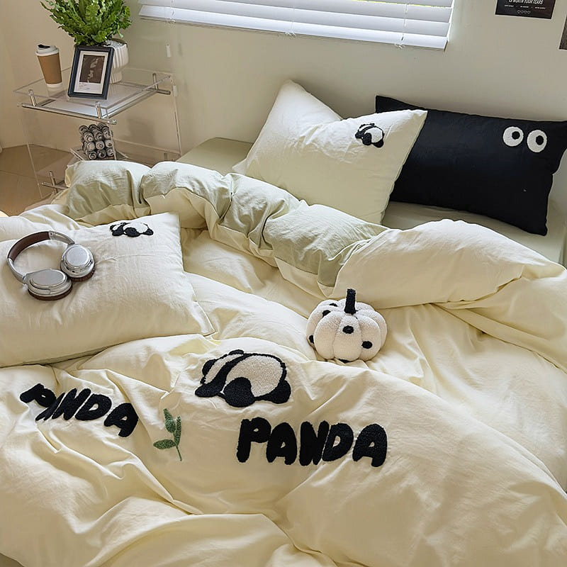Bedding Set Queen Size Flat Sheetx1 Duvet Coverx1 Pillow Casex2 MilkGreen 1 each