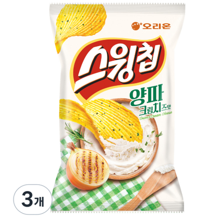 [한국 직배송] 스윙칩 양파크림치즈맛 60g, 3개