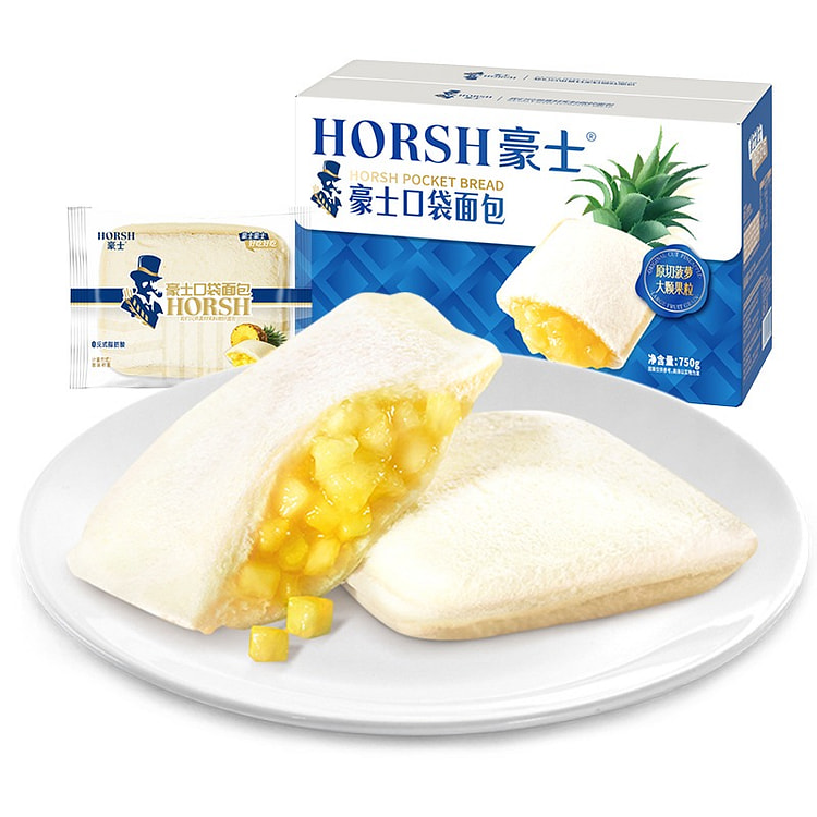 豪士菠萝夹心口袋面包营养早餐休闲零食蛋糕点心 750 克