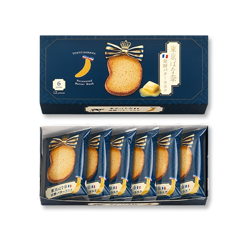Tokyo Banana Cookie Sand, Fermented Butter Rusk Flavor, 6 bags 12 pcs 1 케이스
