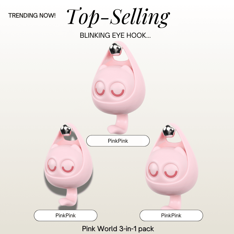 3 Pcs Blinking-Eyes Wall Hook Pink/Pink/Pink X3 0.2 lb