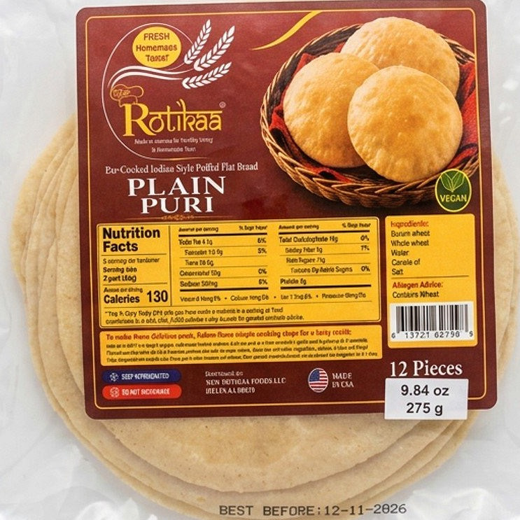 Uncooked Plain Puri 12pcs 18 box (min 9)