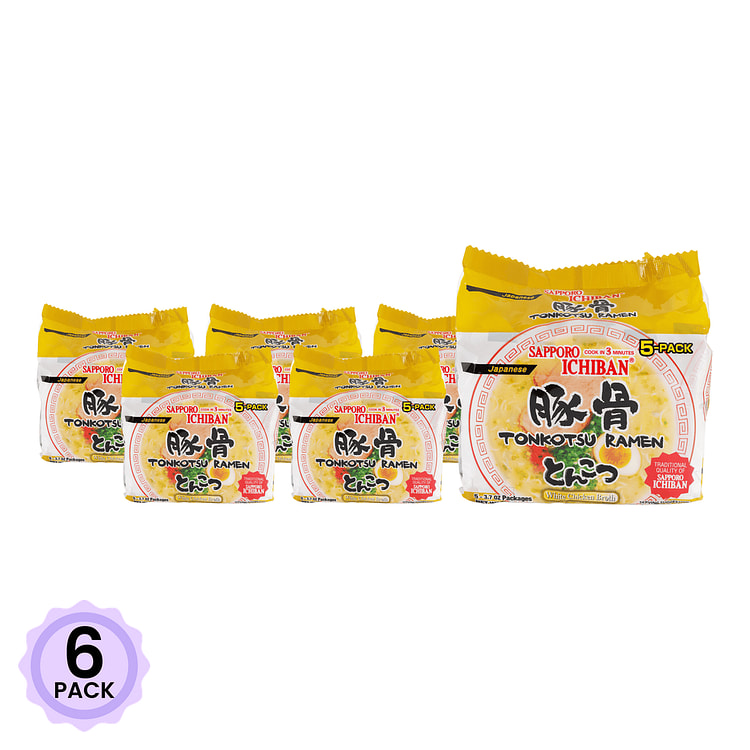 Sapporo Ichiban 方便面 猪骨口味 5袋入 18.5 盎司*6 包