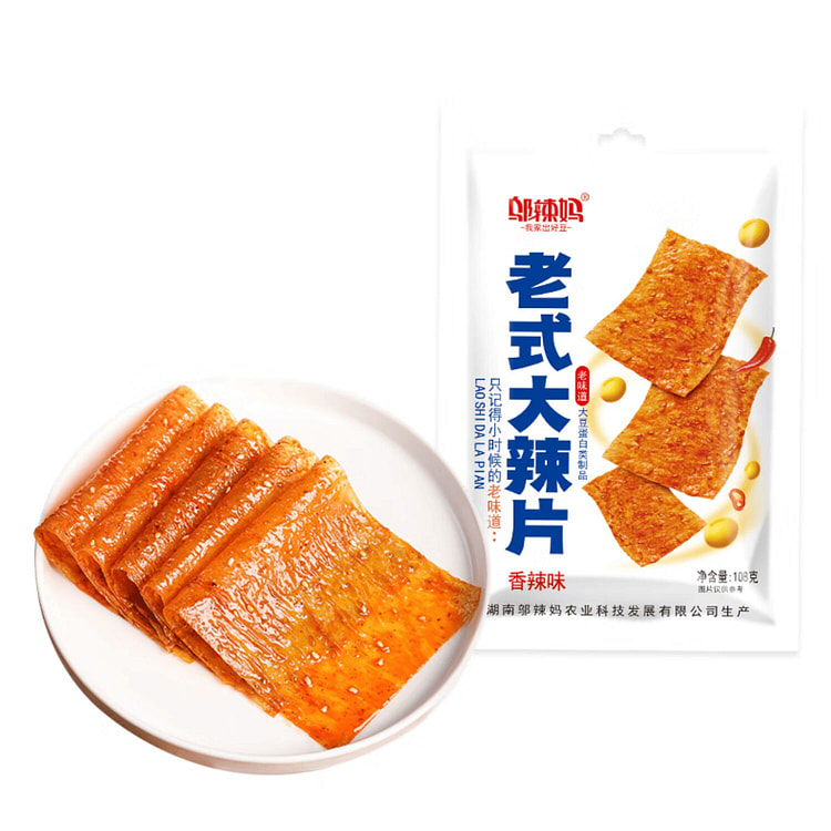 邬辣妈老式大辣片香辣味 麻辣小吃豆干豆皮零食 108 克
