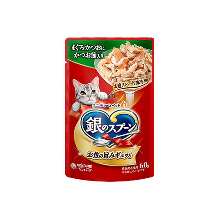 尤妮佳 银勺 猫咪营养食袋装 金枪鱼鲣鱼味 60g