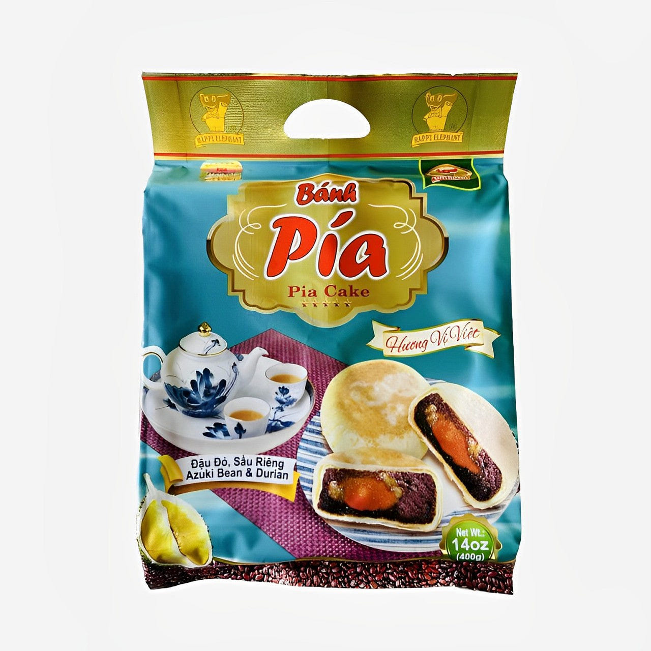 Happy Elephant Pia Cake Red Bean Durian 400 g 1 each