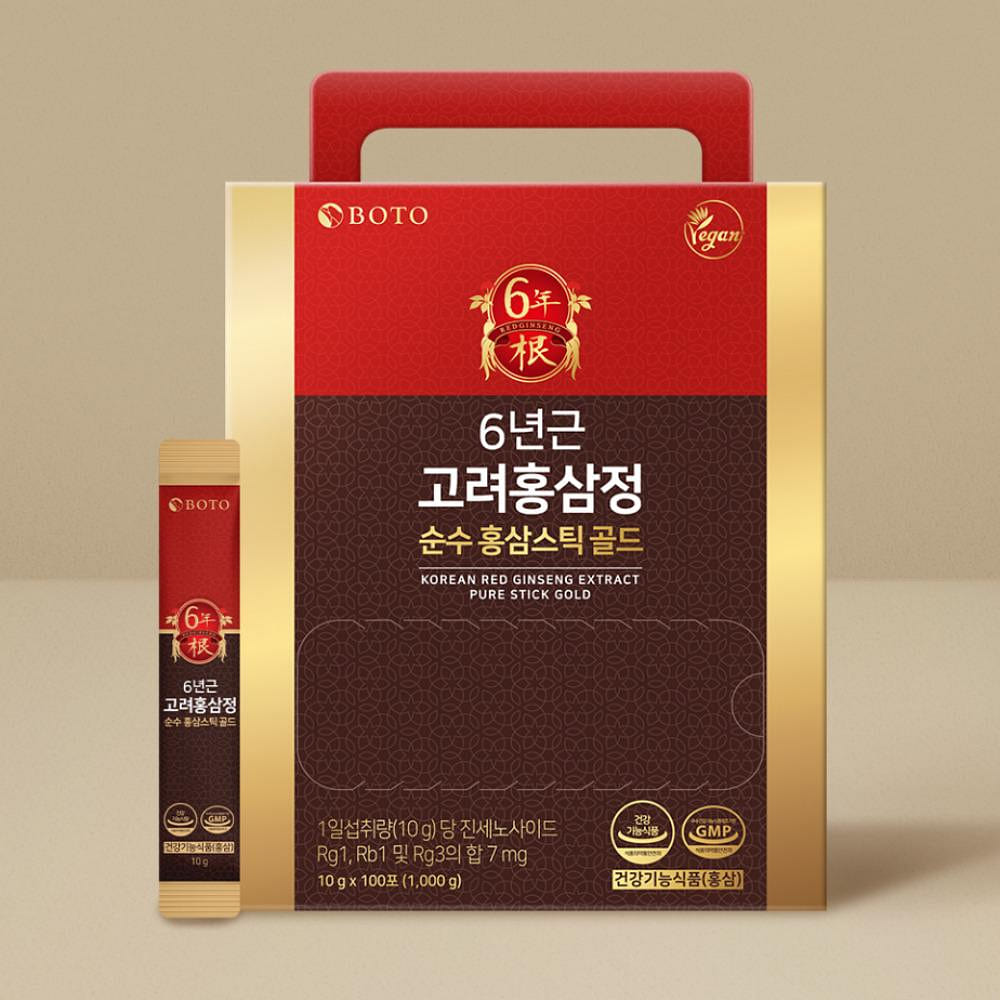 BOTO 6-Year Red Ginseng Gold 1000g 10gX100 Sticks 1 each
