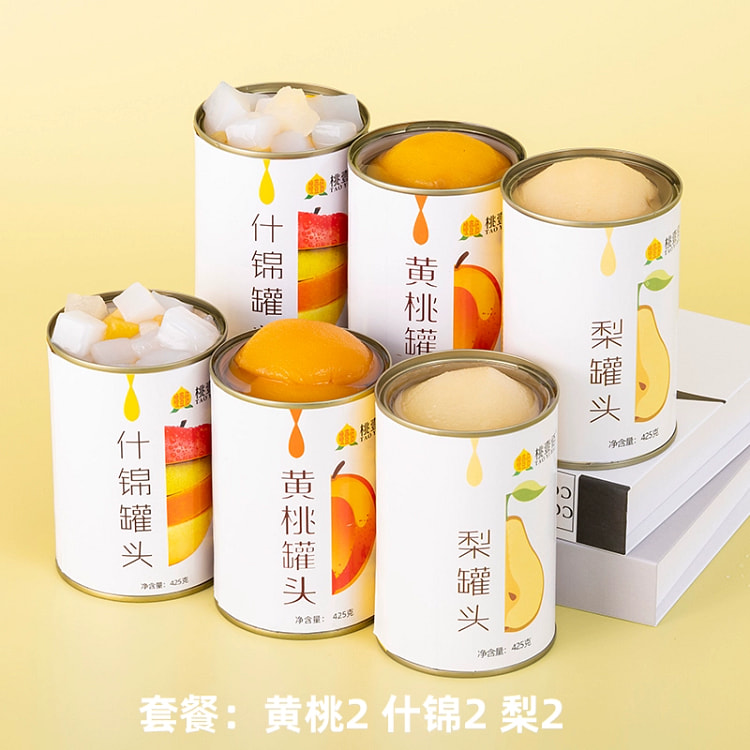黄桃梨什锦水果罐头1瓶425g*3=1275g瓶
