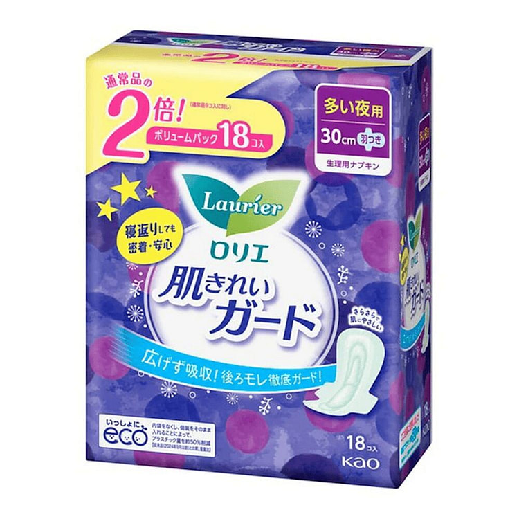Kao Laurier Night Wings Sanitary Napkin 30cm 18p 1 pack