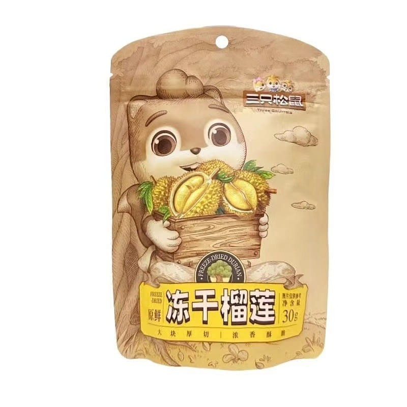 Three squirrels freeze-dried durian 30g*2 bags 60 g