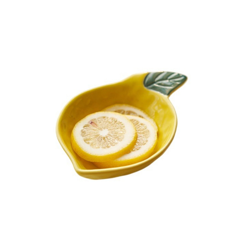 肆月 饺子蘸料碟陶瓷火锅调味碟 柠檬 13*9厘米 1 盒