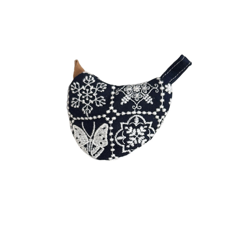 Padded Bird Pot Lid Cap - Dark Blue Floral 1 each