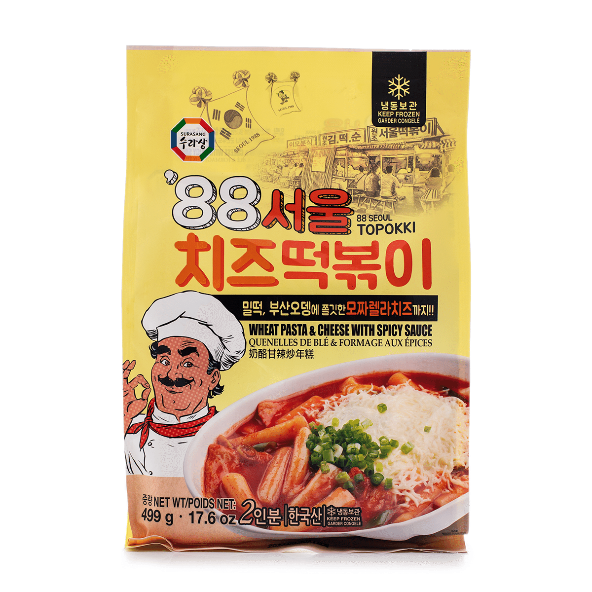 Surasang 88 Seoul Cheese Topokki Wheat Pasta, Frozen 499 g