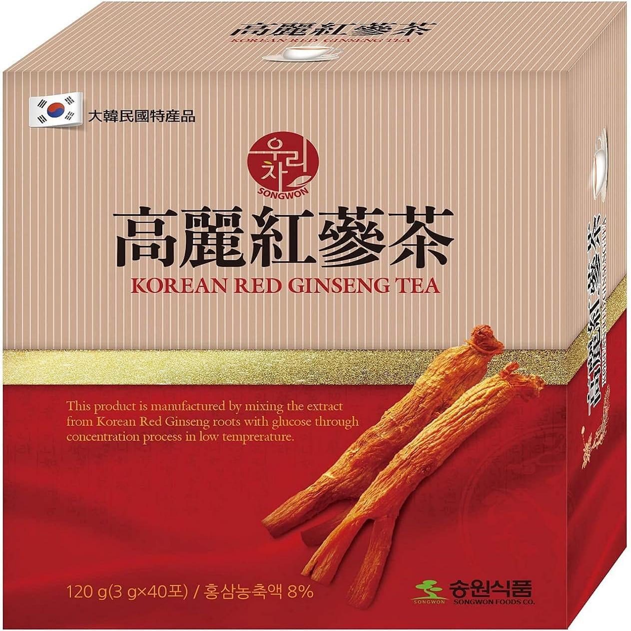 Songwon Korean Red Ginseng Tea 120g 40T Bags 1 each