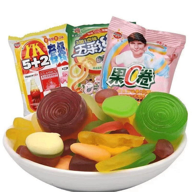 Five-Color Rope 5 2 Fruit C Roll Set Gummies12g*10 120 g