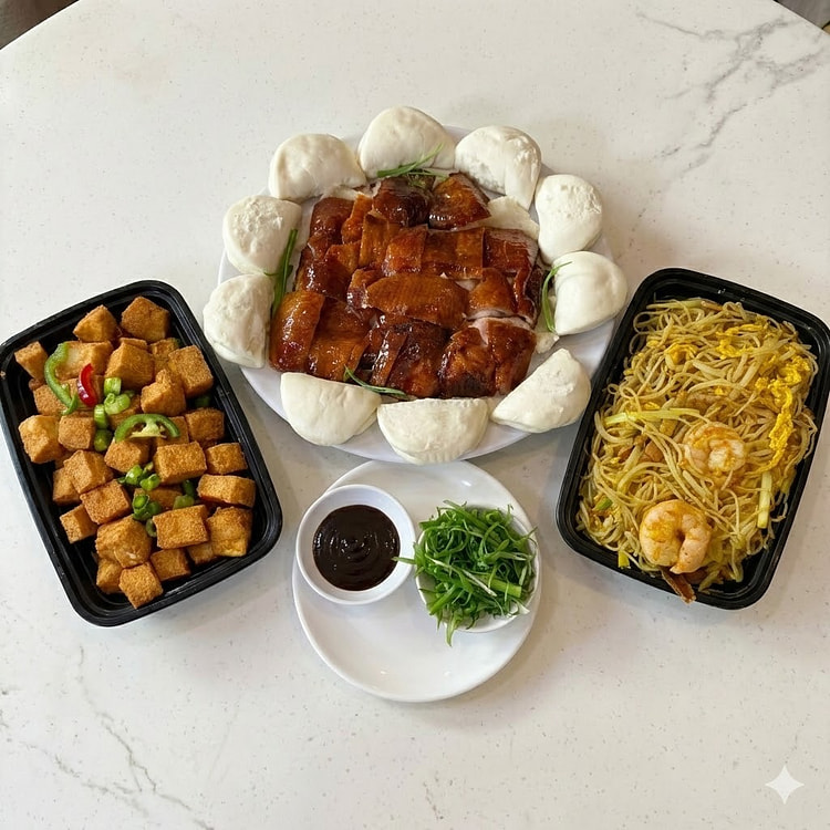 新春港式片皮鸭套餐 片皮鸭+星洲米粉+椒盐豆腐 1 份