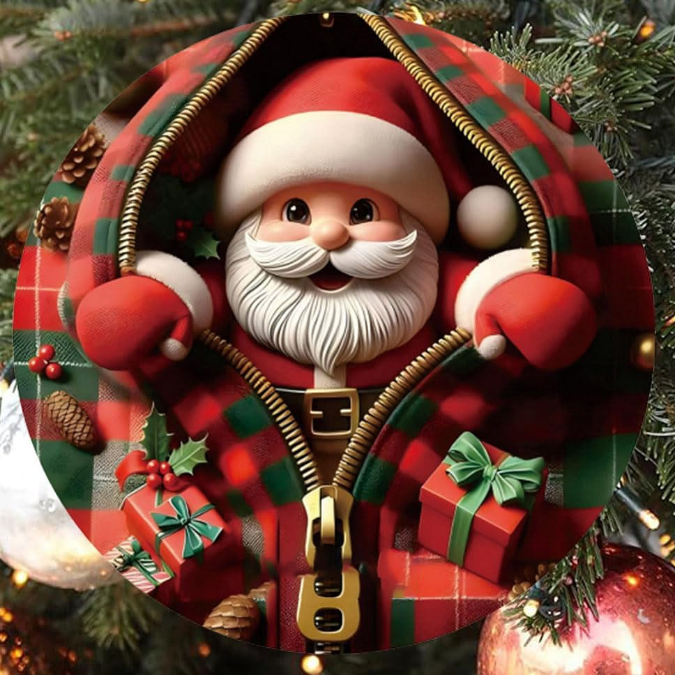 Fun Christmas tree Santa Claus stained glass style 1 count