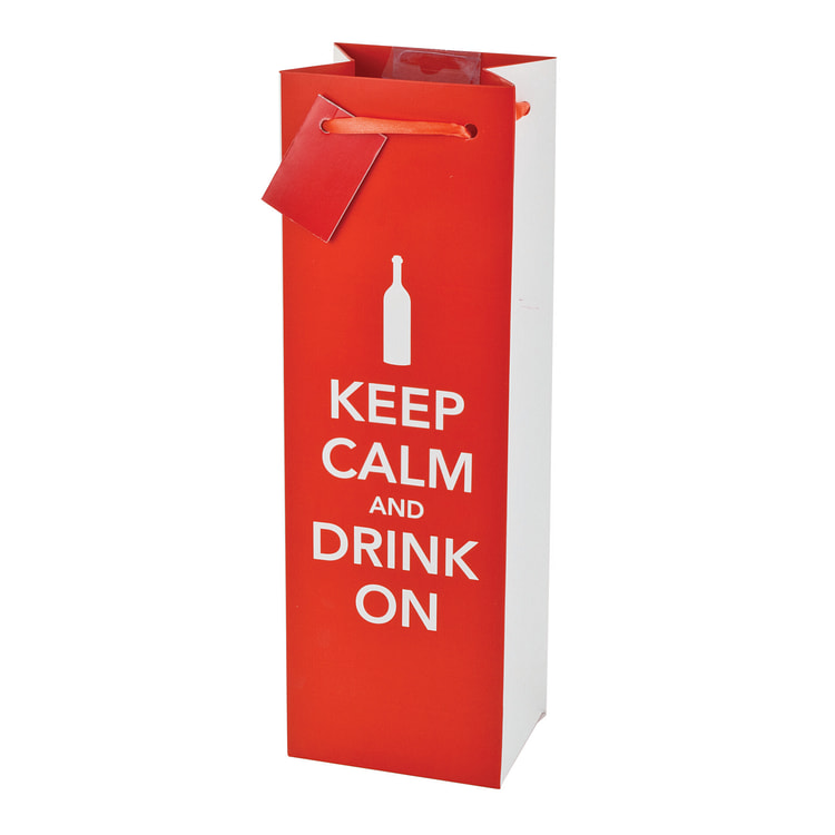 1-Bottle Wine Bag - Keep Calm and Drink On Pattern