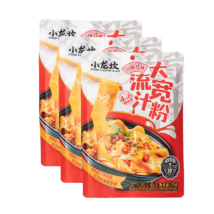 Xiaolongkan flowing juice wide pink oil flavor Sichuan noodles hot pot wide