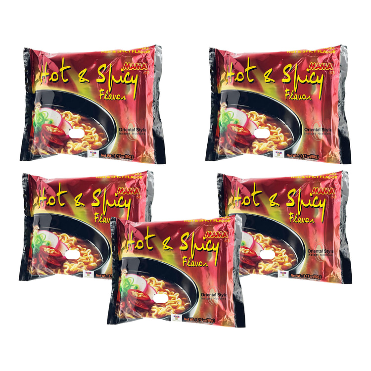 Mama Hot & Spicy Noodles 3.17oz pack of 5