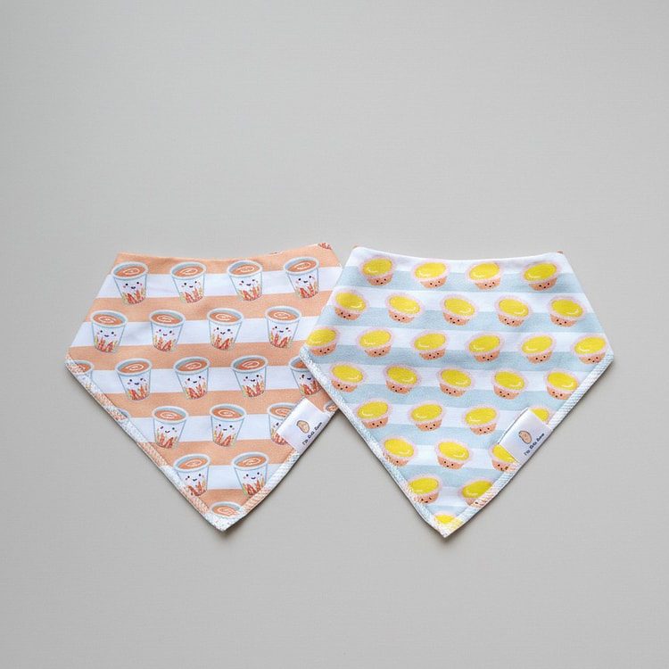 Organic Cotton Bibs 2pcs in Milk Tea + Egg Tart 2 pack