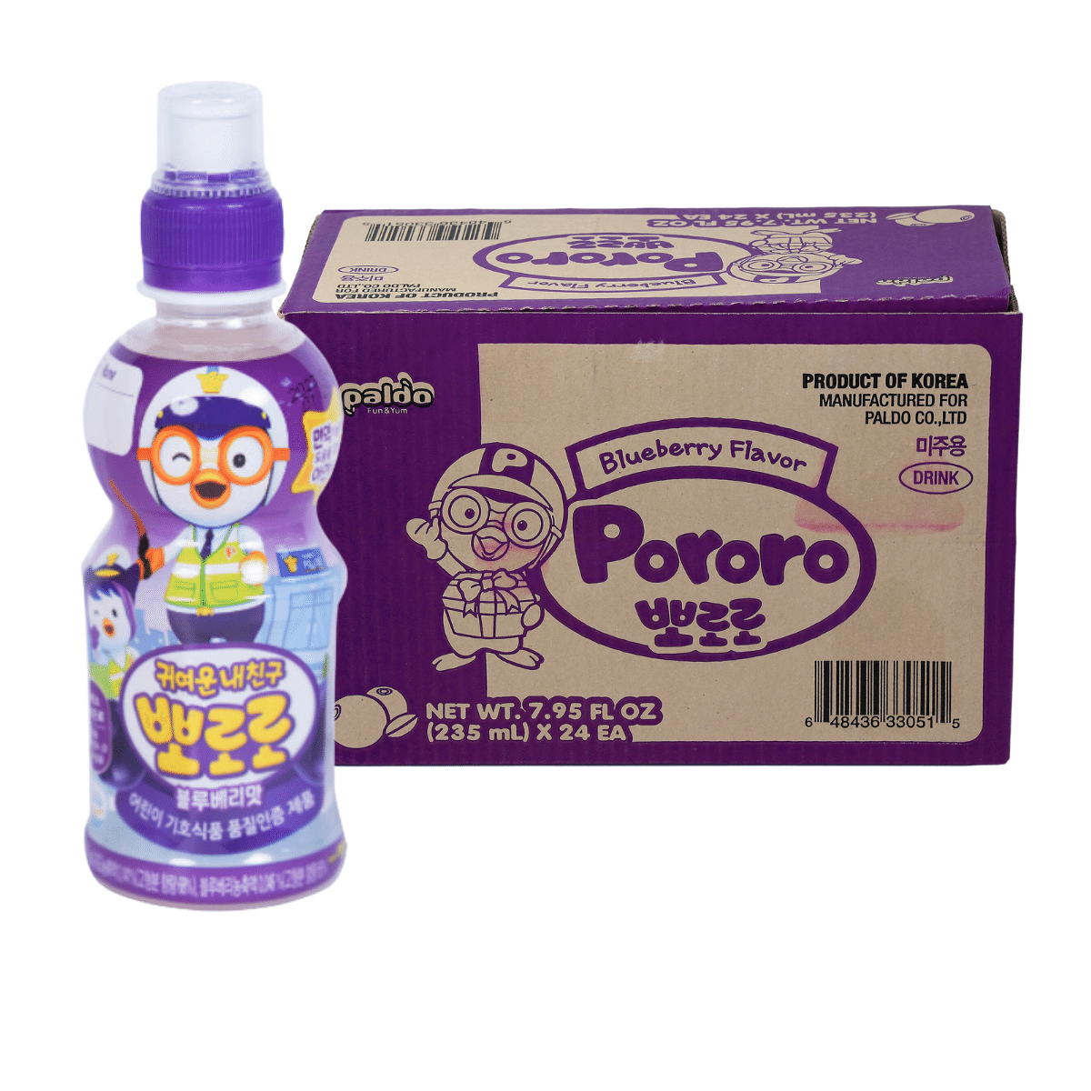 Paldo Pororo Blueberry Flavor Drink 7.95 oz pack of 24 1 each