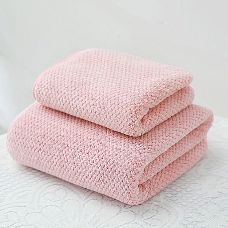 Coral Fleece Thicker Cotton Towel 70*140cm, color: pink 1 each