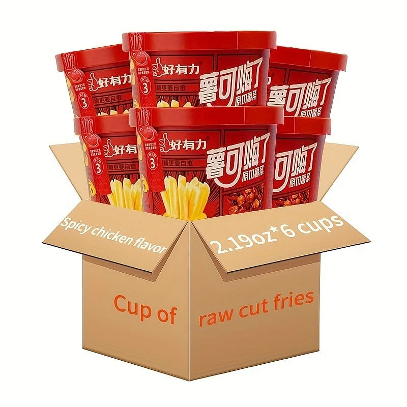 Hao you li Crispy French fries cup set (spicy chicken flavor) 62g*6 cups 372 g