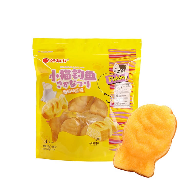 好有力精选小蛋糕甜品美味小猫钓鱼蛋糕(蛋奶风味)方便即食200g*5袋 12枚/袋 1450 克