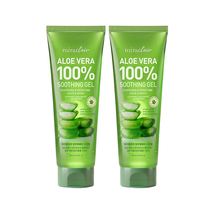 miraclair Aloe Vera 100% Soothing Gel 260ml 2 Pack 1 each