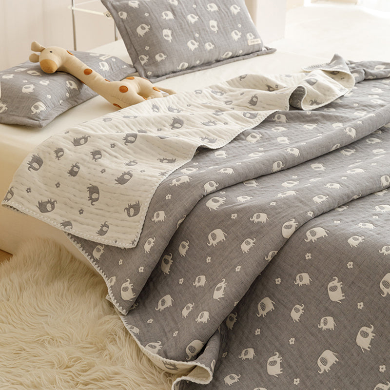 CuddlePatch Quilt 3PCS Set Gray Elephant-Queen 2000 그램