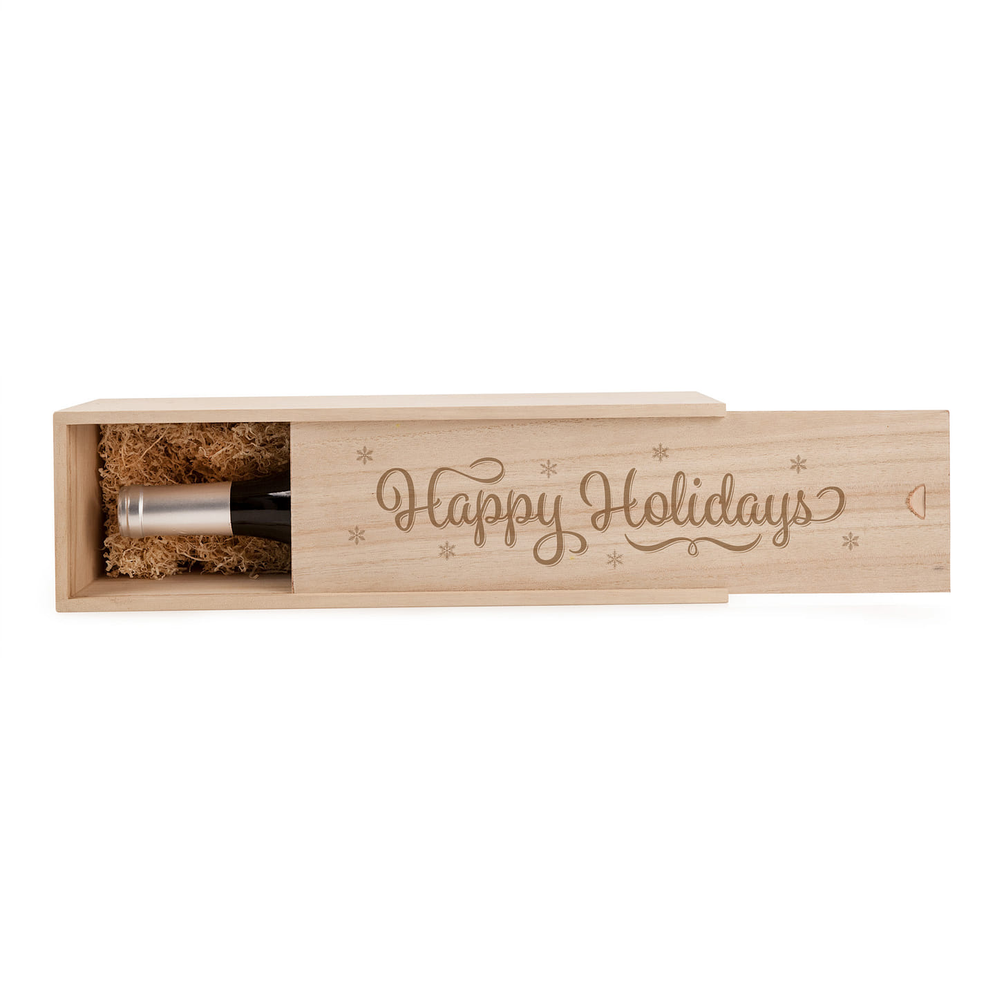 Happy Holidays Wood Wine Box 1 each