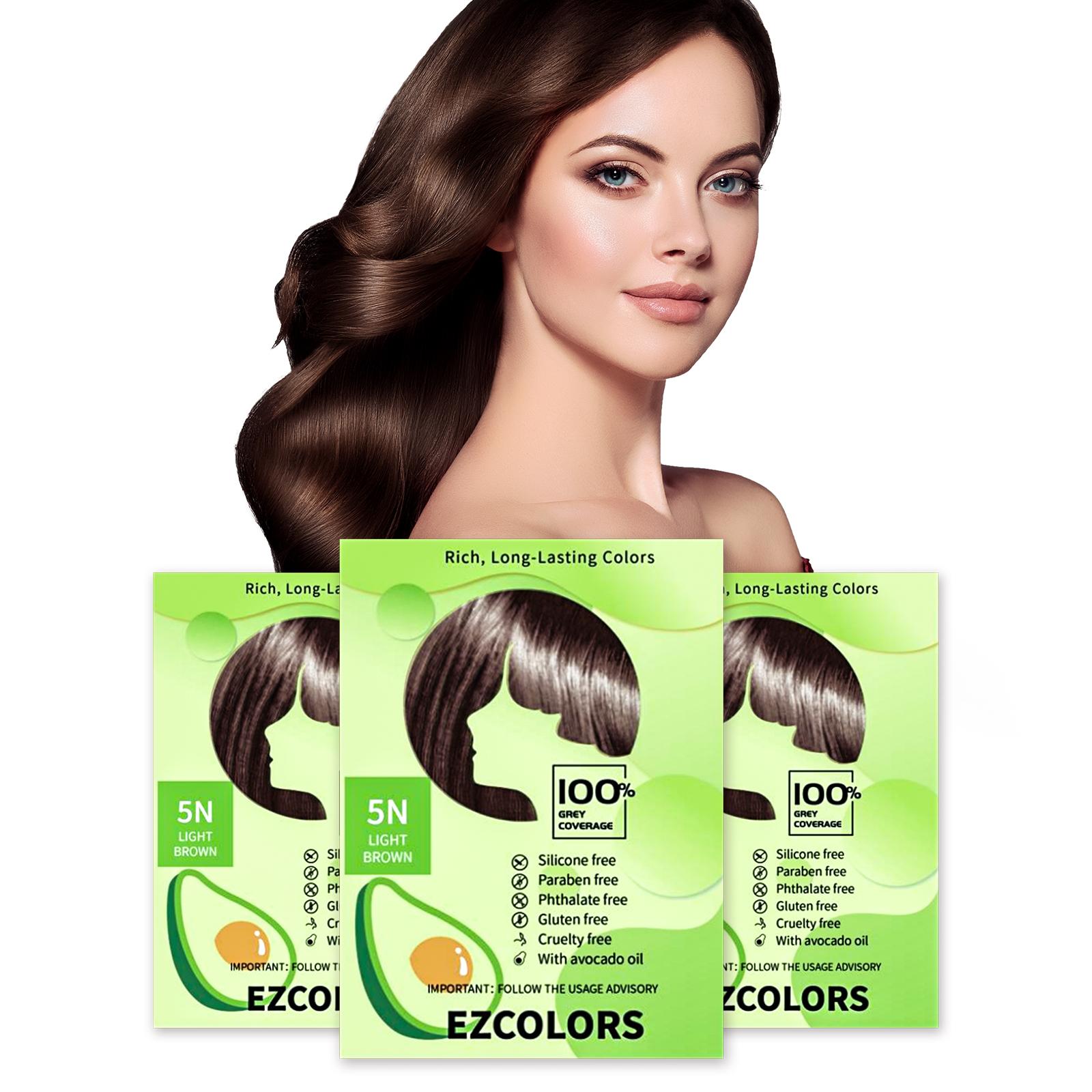 Permanent Hair Color with Avocado Oil, Bubble Hair Color, Light Brown, Pack of 3 - Weee!