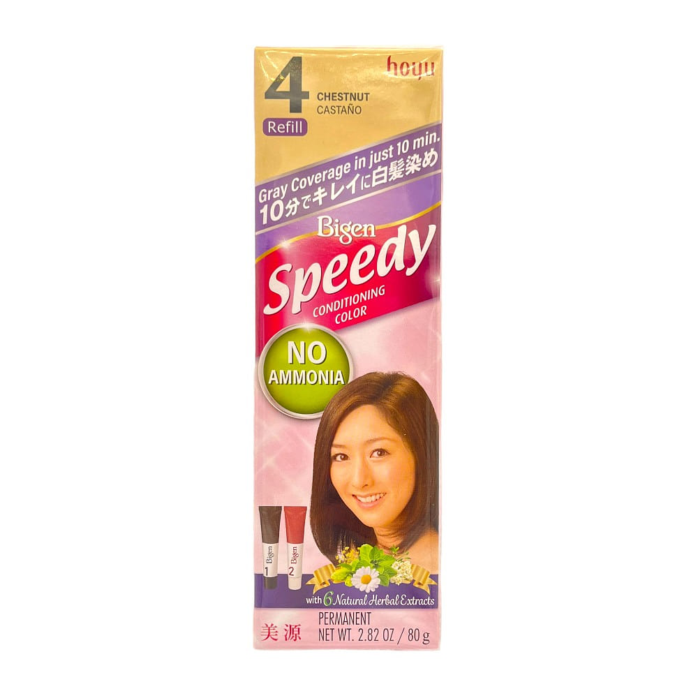 日本Hoyu美源 Bigen 快速染发霜 4号 栗色 DIY染发剂 简单易用 自然 速效 持久 80克 1 盒