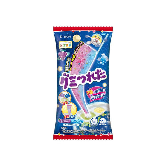 Kracie 吸管垂钓含钙食玩双色长条状软糖（葡萄味和汽水味） 19g